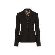 Straight woolen crêpe jacket Dolce & Gabbana , Black , Dames