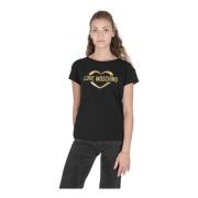 Zwart Katoen Spandex T-Shirt Love Moschino , Black , Dames