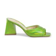 Groene leren sandalen met 8 cm hak 19v69 Italia , Green , Dames