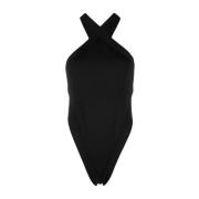 Geometrische Cut-Out Halternek Bodysuit Saint Laurent , Black , Dames