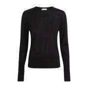 Zwarte Extra Fijne Wol Crew Pullover Calvin Klein , Black , Dames