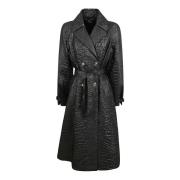 Zwarte Trenchcoat met Verantwoorde Stof Versace , Black , Dames