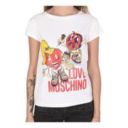 Wit Katoenen Spandex T-Shirt Love Moschino , White , Dames