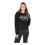 Zwarte Katoenen Sweatshirt met Inlay Love Moschino , Black , Dames