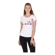 Wit Katoenen T-Shirt met Design Love Moschino , White , Dames
