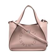 Roze Logo Tote Bag met Afneembare Schouderband en Geperforeerd Detail ...
