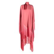 Roze Pioenroos Crepe Kaftan met Franje Taller Marmo , Pink , Dames