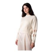 Ecru Ronde Hals Pullover Roberto Collina , Beige , Dames