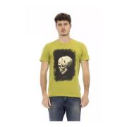 Groen Katoenen T-Shirt met Voorkant Print Trussardi , Green , Heren