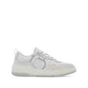 Witte Sneakers met Gancini Print Logo Salvatore Ferragamo , White , Da...