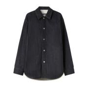 Donkerblauwe Denim Overshirt Jil Sander , Blue , Heren