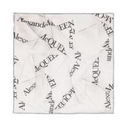 Zijden Jacquard Logo Motief Sjaal Alexander McQueen , White , Dames