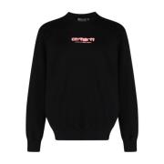 Zwarte Sweaters met Logo Print Carhartt Wip , Black , Heren