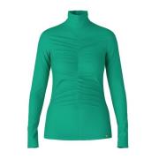 Stijlvol T-shirt met rolkraag en gerimpelde details Marc Cain , Green ...