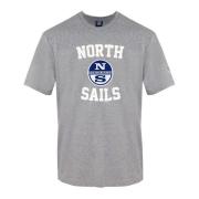 Grijze Crewneck T-Shirt met Voorkant Print North Sails , Gray , Heren
