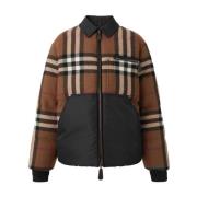 Exaggerated Check Wollen Jas Burberry , Brown , Heren