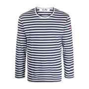 Gestreept LS T-shirt met dubbelzijdig hart Comme des Garçons Play , Bl...