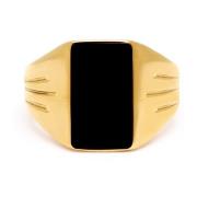Gouden Vierkante Signet Ring met Onyx Nialaya , Yellow , Heren