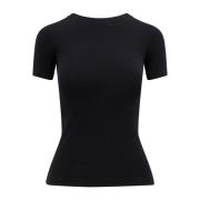 Rhinestone Print Slim Fit T-Shirt Balenciaga , Black , Dames