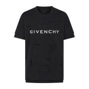Vernietigde Klassieke Pasvorm Gaten T-Shirt Givenchy , Black , Heren