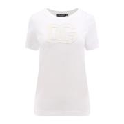 Logo Patch Crew-neck T-Shirt Dolce & Gabbana , White , Dames
