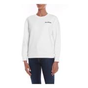 Sweater met logo en hart borduursel Love Moschino , White , Dames