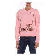 T-Shirt Jurk met Grafische Print en Logo Love Moschino , Pink , Dames