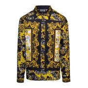 Zwarte Barok Print Shirt voor Heren Versace Jeans Couture , Black , He...