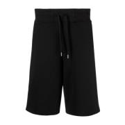 Zwarte Katoenen Fleece Shorts Versace Jeans Couture , Black , Heren