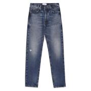 Slim Fit Jeans met hoge taille en destroyed effecten Frame , Blue , Da...