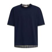 Geruite Blauw-Zwart T-Shirt Marni , Blue , Heren