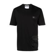 Zwarte Ribgebreide Logo T-shirts en Polos Moschino , Black , Heren