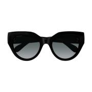 Zwarte Cat-Eye Zonnebril met GG Logo Detail Gucci , Black , Dames