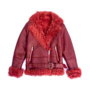 UME Tigrado Lambskin Shearling Jacket Just Things we Like , Red , Dame...