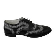 Zwart Wit Leren Zool Jurk Derby Schoenen Dolce & Gabbana , Black , Her...