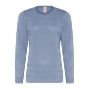 Structuur O-Neck Pullover in Meerblauw Skovhuus , Blue , Dames