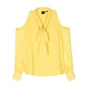 Gele blouse met koude schouder en gerimpeld detail Pinko , Yellow , Da...