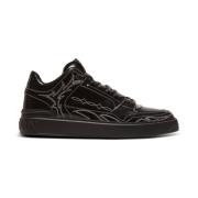 B-Court Mid Top Western geglazuurde leren trainers Balmain , Black , H...