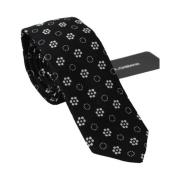 Zwarte bloemenprint zijden stropdas Dolce & Gabbana , Black , Heren