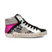 Zilver Roze Animal Print High Tops Philippe Model , Gray , Dames
