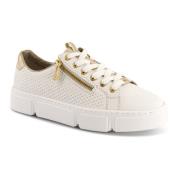 Leren Sneakers met Licht Gouden Details Rieker , White , Dames