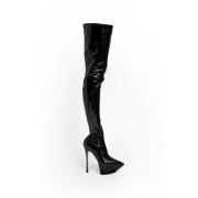 Zwarte Latex Overknee Laarzen Amina Muaddi , Black , Dames