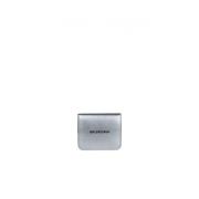 Mini portemonnee van zilver leer met logo schrijven Balenciaga , Gray ...