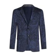 Paisley Jacquard Jas - Blauw en Zwart Etro , Black , Heren