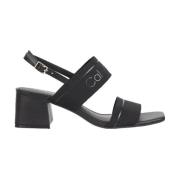 Dames sandalen an zwart leer Calvin Klein Jeans , Black , Dames