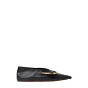 Luxe Leren Puntige Ballerina Flats Jil Sander , Black , Dames