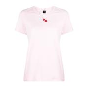 T-shirt met logo print en hartmotief Pinko , Pink , Dames