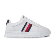 Gestreepte Leren Sneakers Tommy Hilfiger , White , Heren