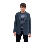 Blauwe Dubbelrij Blazer met Honingraatpatroon At.P.Co , Blue , Heren