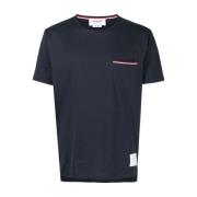 Navy Pocket T-shirt van Medium Gewicht Jersey Katoen Thom Browne , Blu...